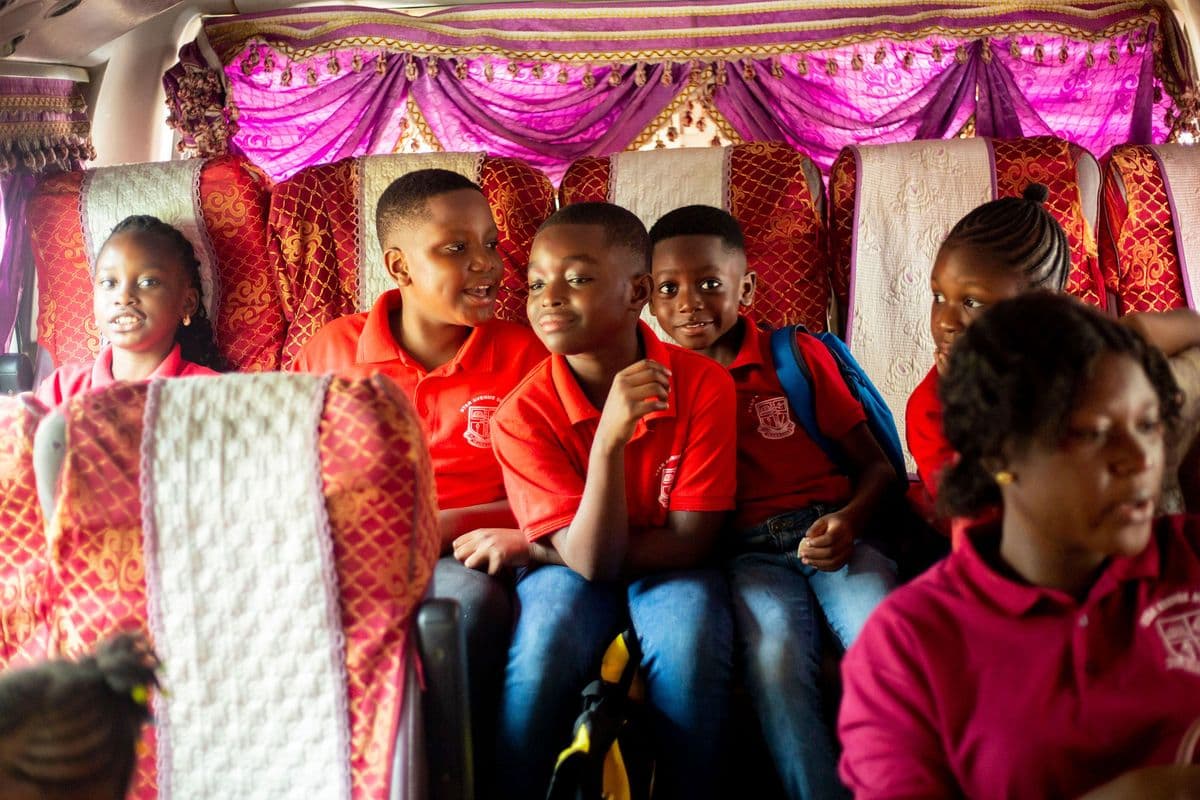 On the coach on the way out